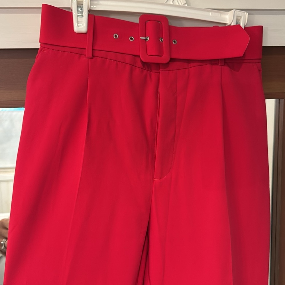 Zara Vibrant Red Belted Trousers with Matching Blazer - Picture 5 of 7
